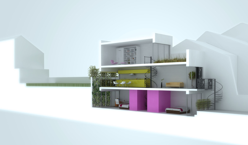 Ajile architectes - Maison Tube - Maquette 3D