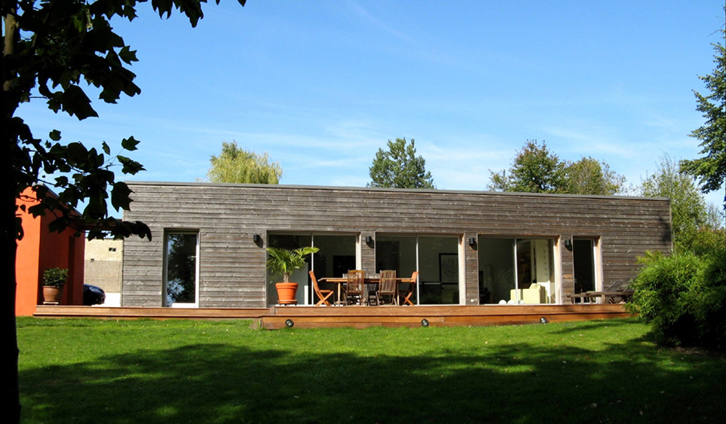 Maison bois vue face - Stéphane Brulet architecte - Besançon