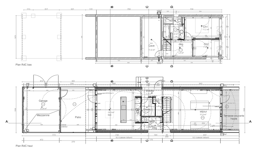 RVL architectes – Maison en bois – Plans des niveaux