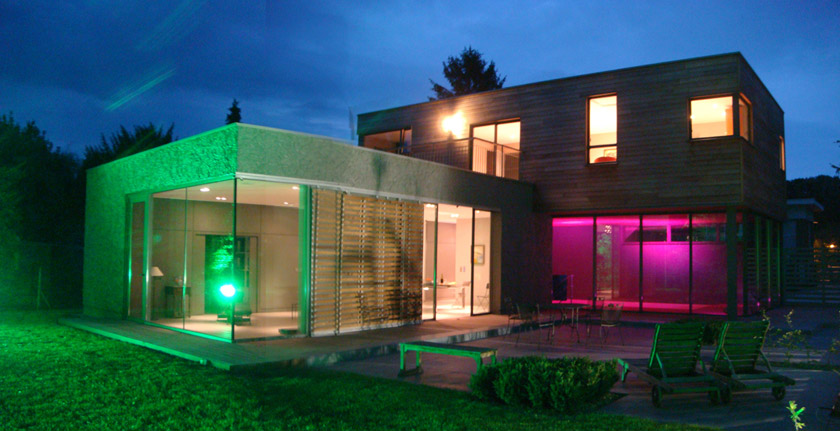 Maison contemporaine - apla sarl architecture - Laure Pettier - Vue de nuit