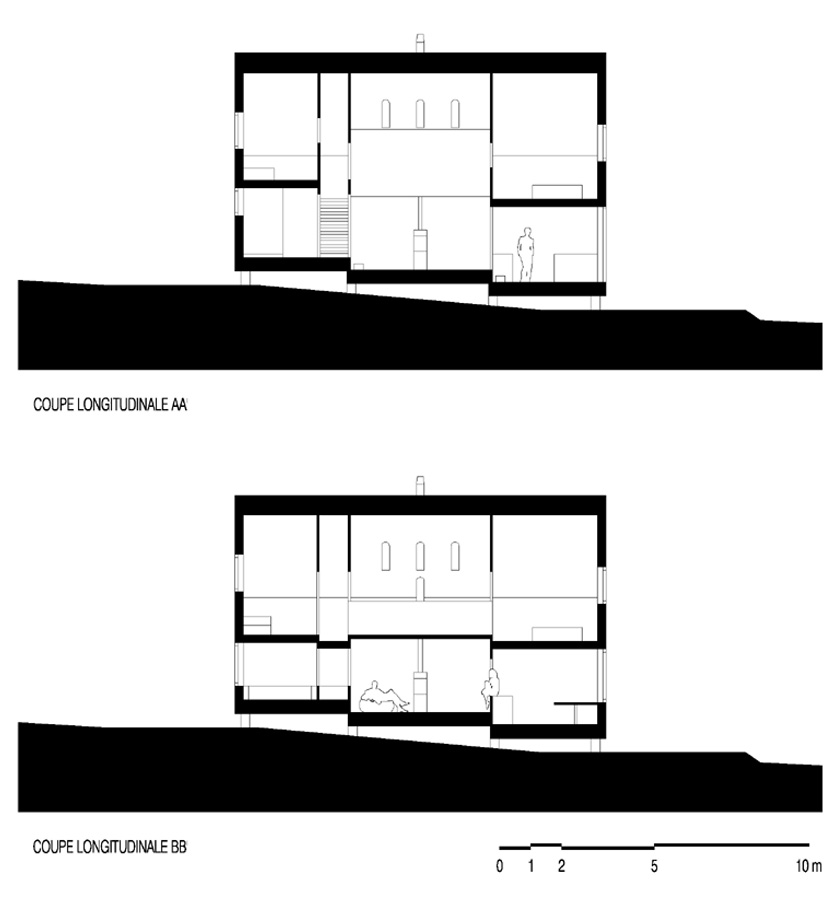 Lode architecture - Maison G - Coupes longitudinales