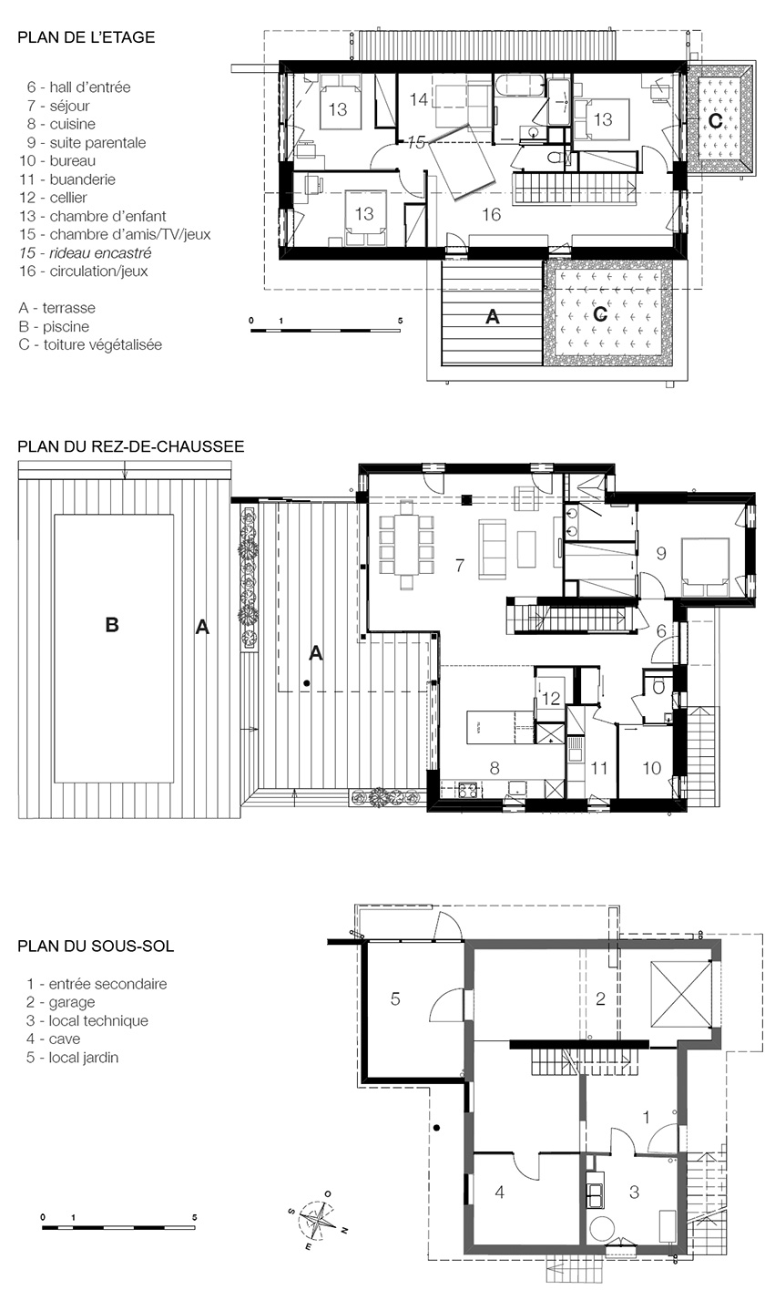 Maisons P - Naud-Passajon-Dejos Architectes - Plans